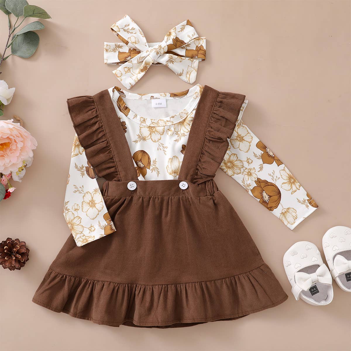 Floral Suspender Skirt Set