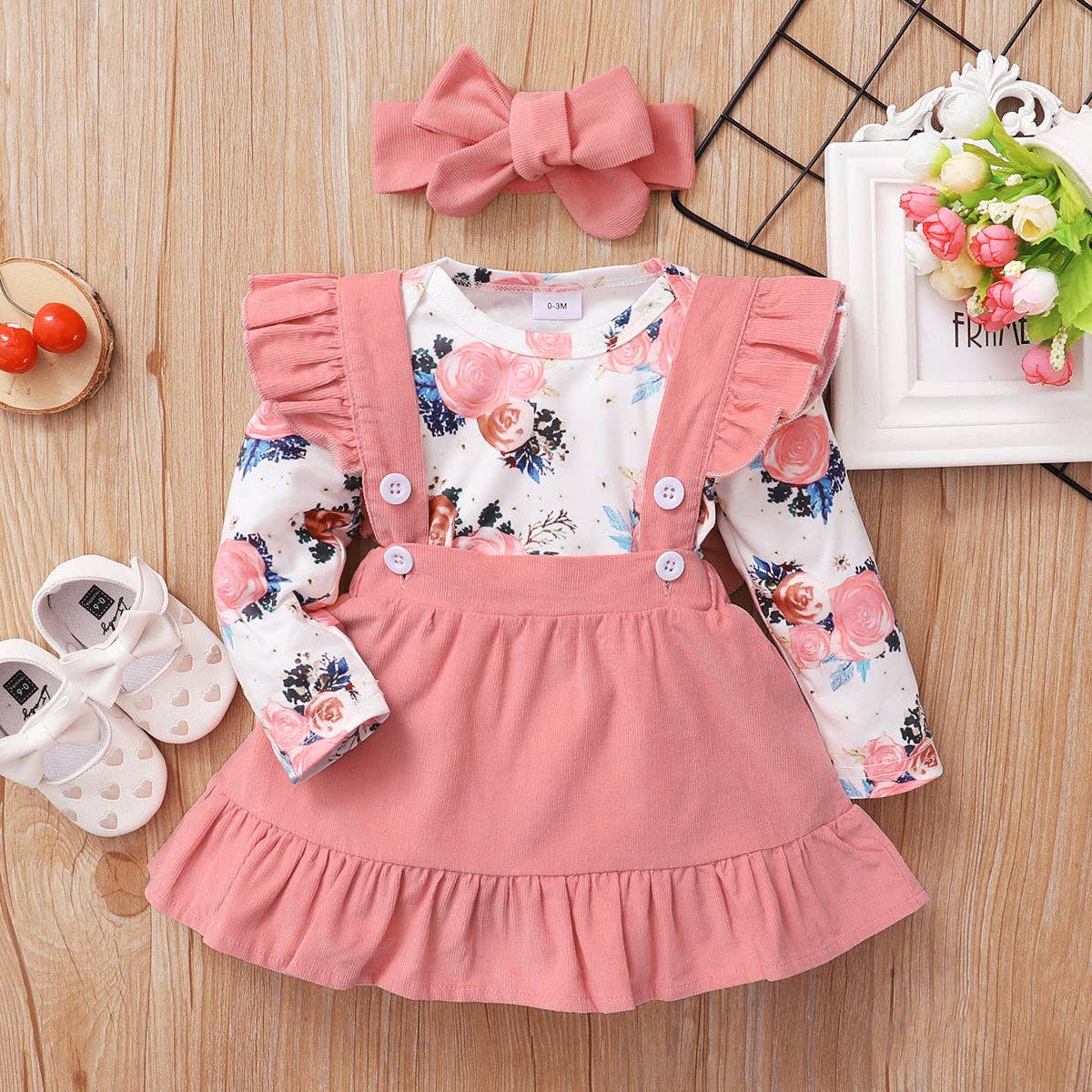 Floral Suspender Skirt Set