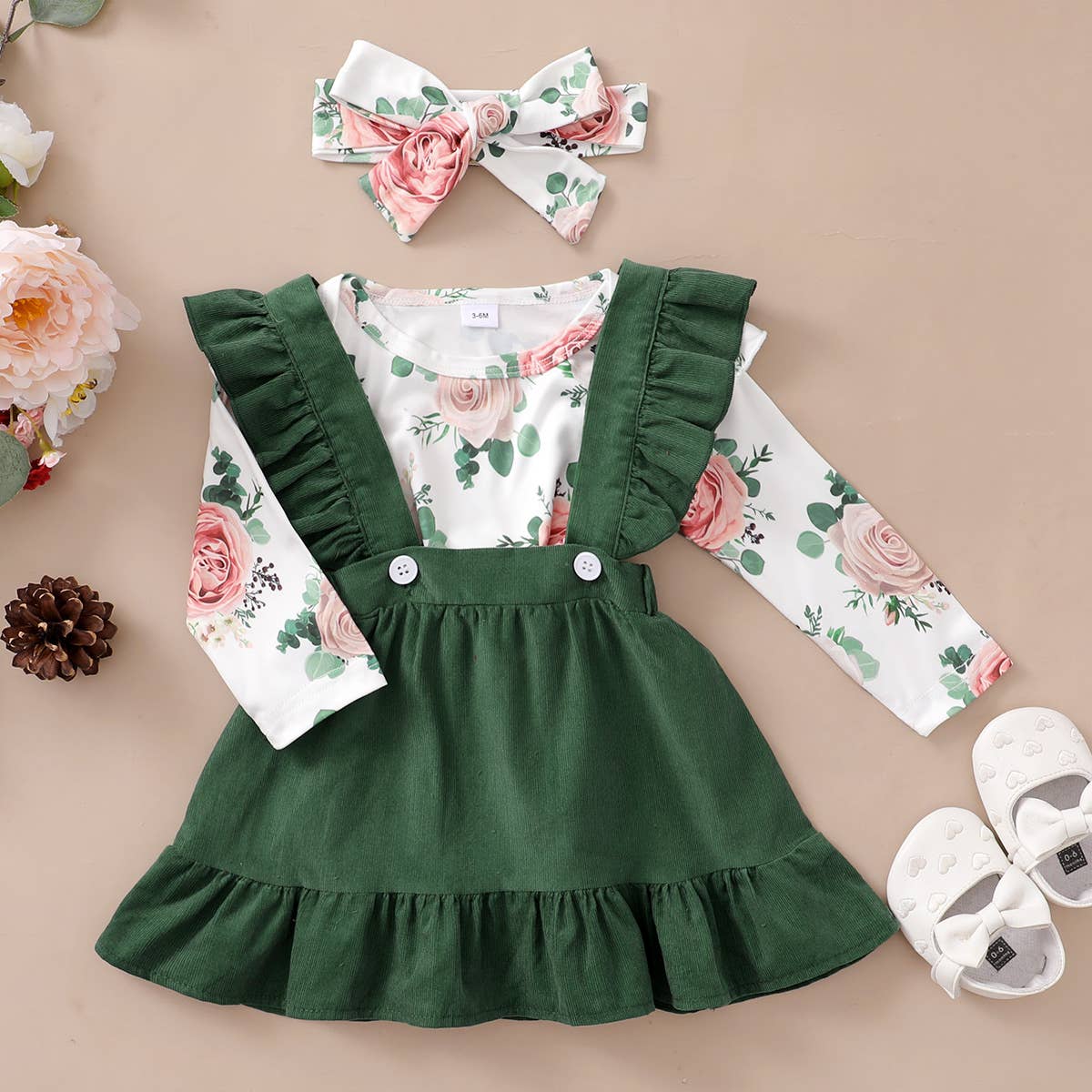 Floral Suspender Skirt Set