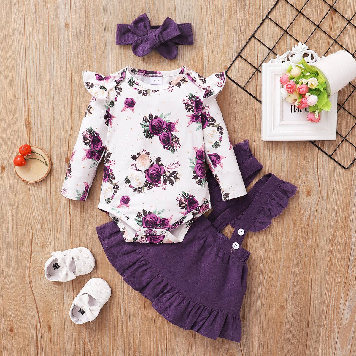 Floral Suspender Skirt Set