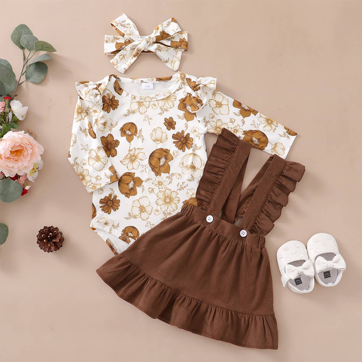 Floral Suspender Skirt Set