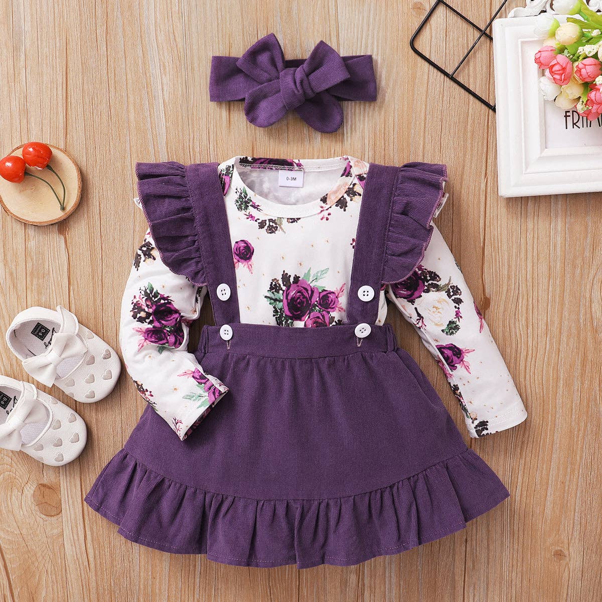 Floral Suspender Skirt Set