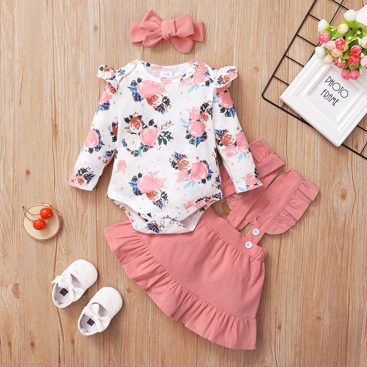 Floral Suspender Skirt Set